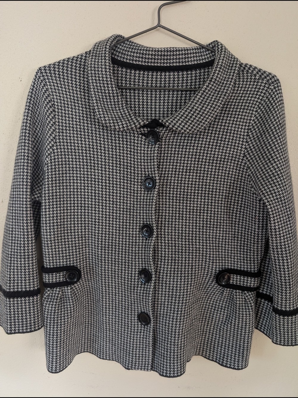 Classic Black & White Houndstooth Women's Jacket M